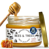 Bees & Trees Manuka Honey 830+ MGO - Raw, Pure New Zealand Monofloral Honey - Unpasteurized & Minimally Filtered - Ideal for Tea, Coffee, Dressings