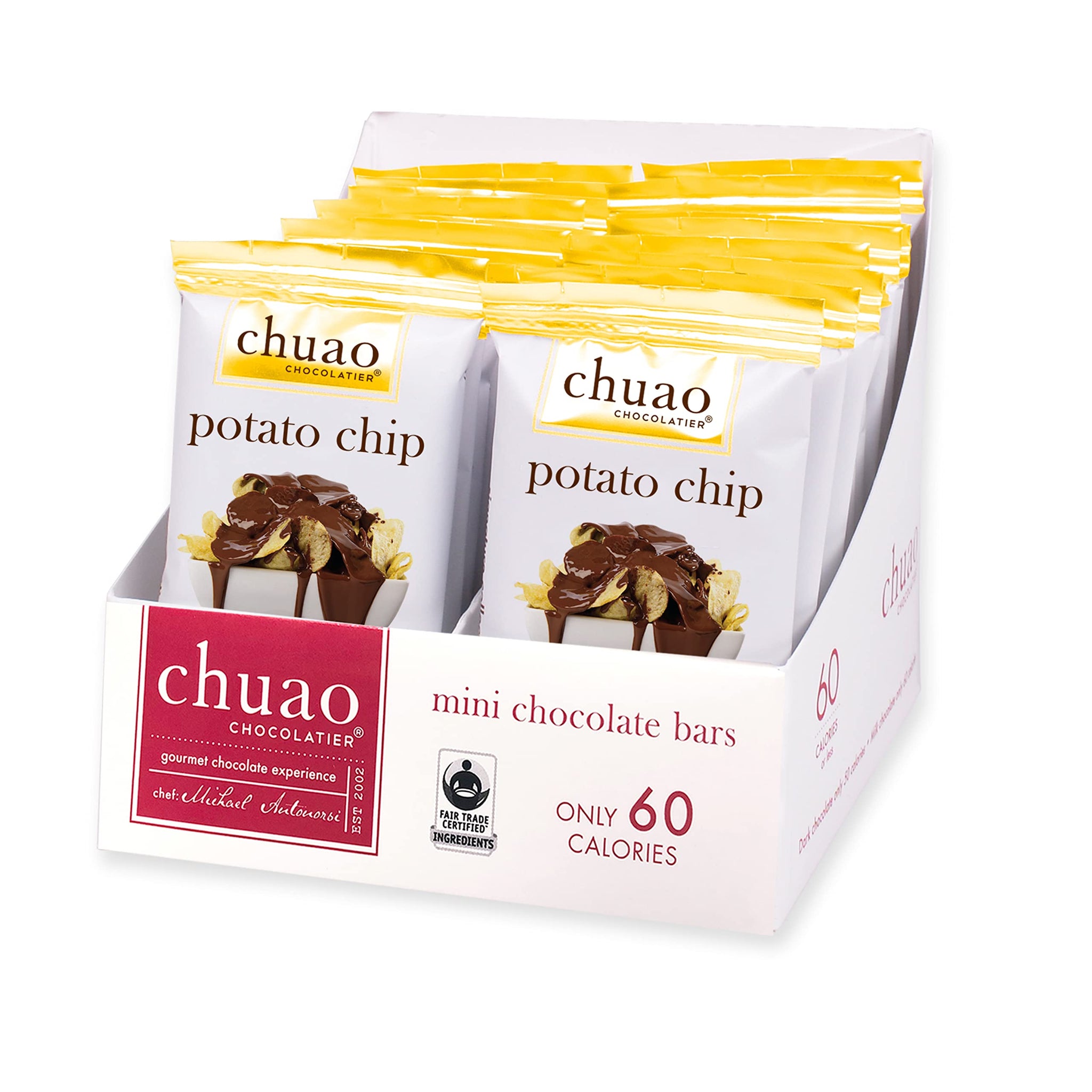 Chuao Chocolatier Potato Chip Milk Chocolate Mini Bars | Gourmet No Preservatives | For Gift Baskets, Christmas, Birthday, Thank You, Care Package |