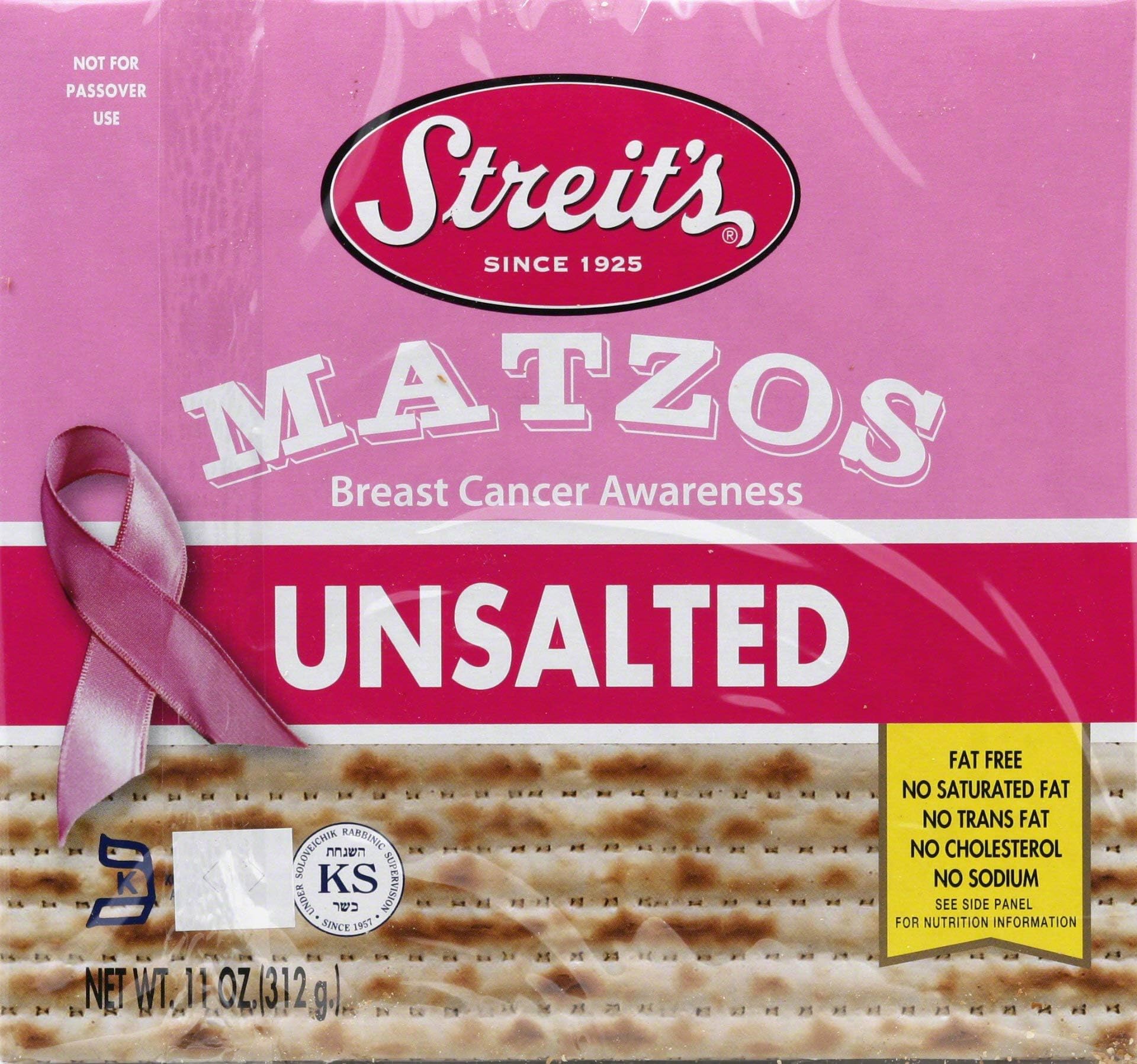 Streit's Matzo - Unsalted - Case of 12 - 11 oz
