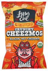 LESSEREVIL Organic Blazin' Hot Cheddar Cheezmos, 7 OZ