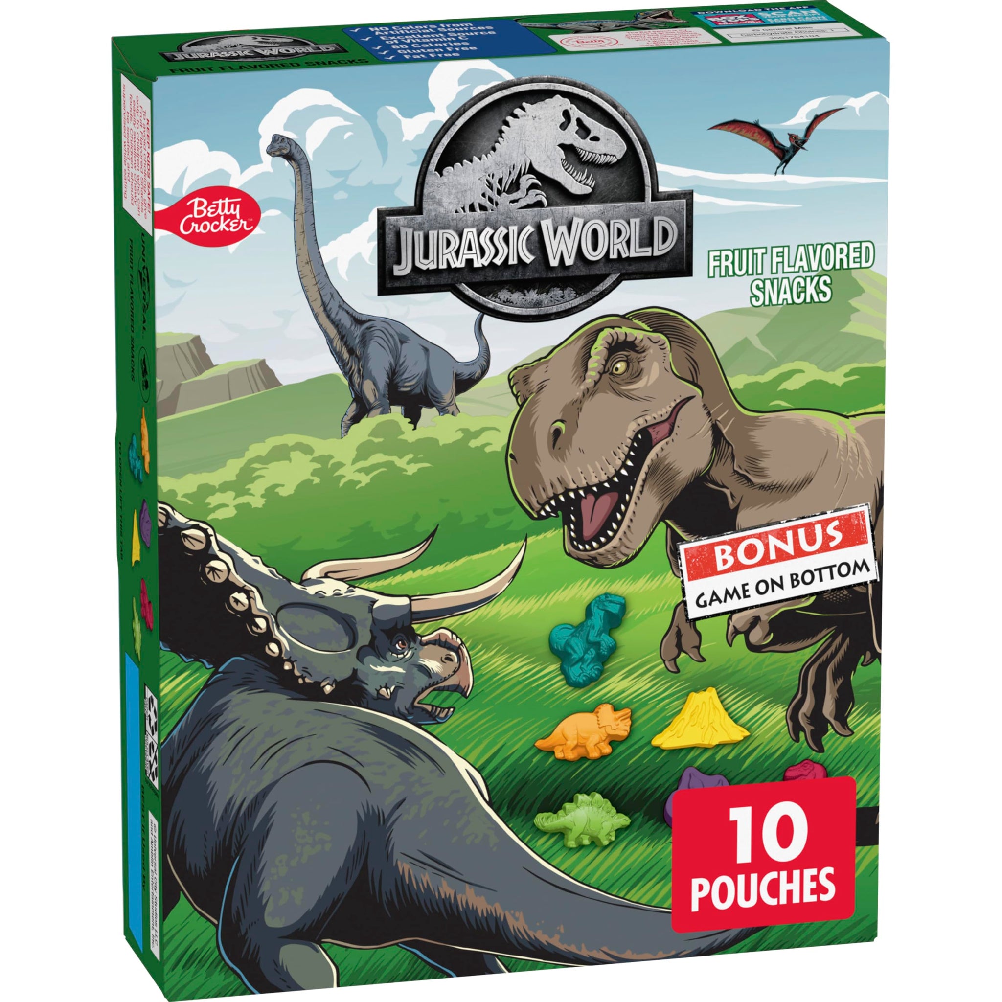 Jurassic World Fruit Flavored Snacks, Gluten Free, Kids Snacks, 10 Ct, 8 oz