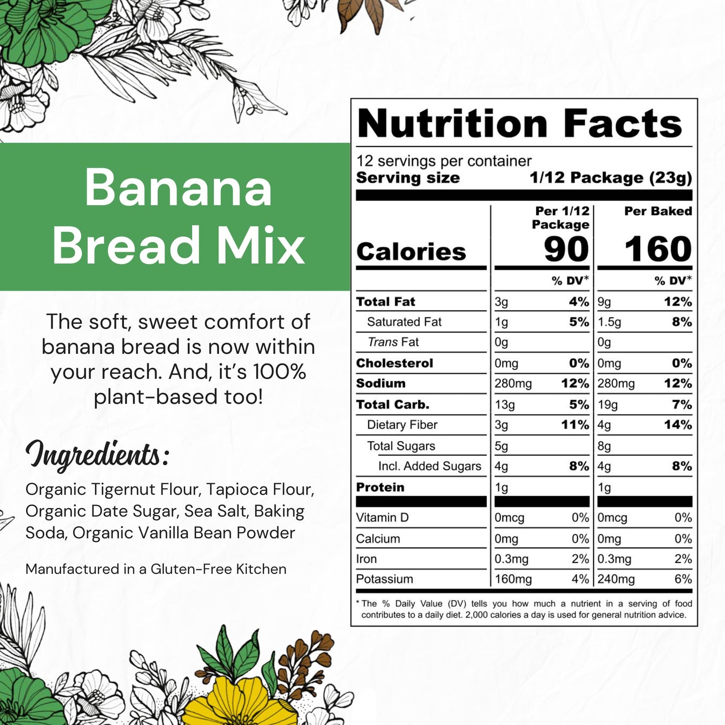 eat G.A.N.G.S.T.E.R. Vegan Banana Bread Mix, Allergy-Friendly Baking Mix, Grain-Free, No Dairy, Nuts, Gluten, Dairy, For Paleo & AIP Diets, Delicious Loaf, Doughnuts, Breakfast, Healthy Snack, Dessert