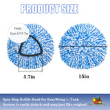 4 Pack Spin Mop Replacement Heads Compatible for O Ceda EasyWring 1-Tank Triangle System, Microfiber Mop Refills for 5.9inch Core,Deep Cleaning