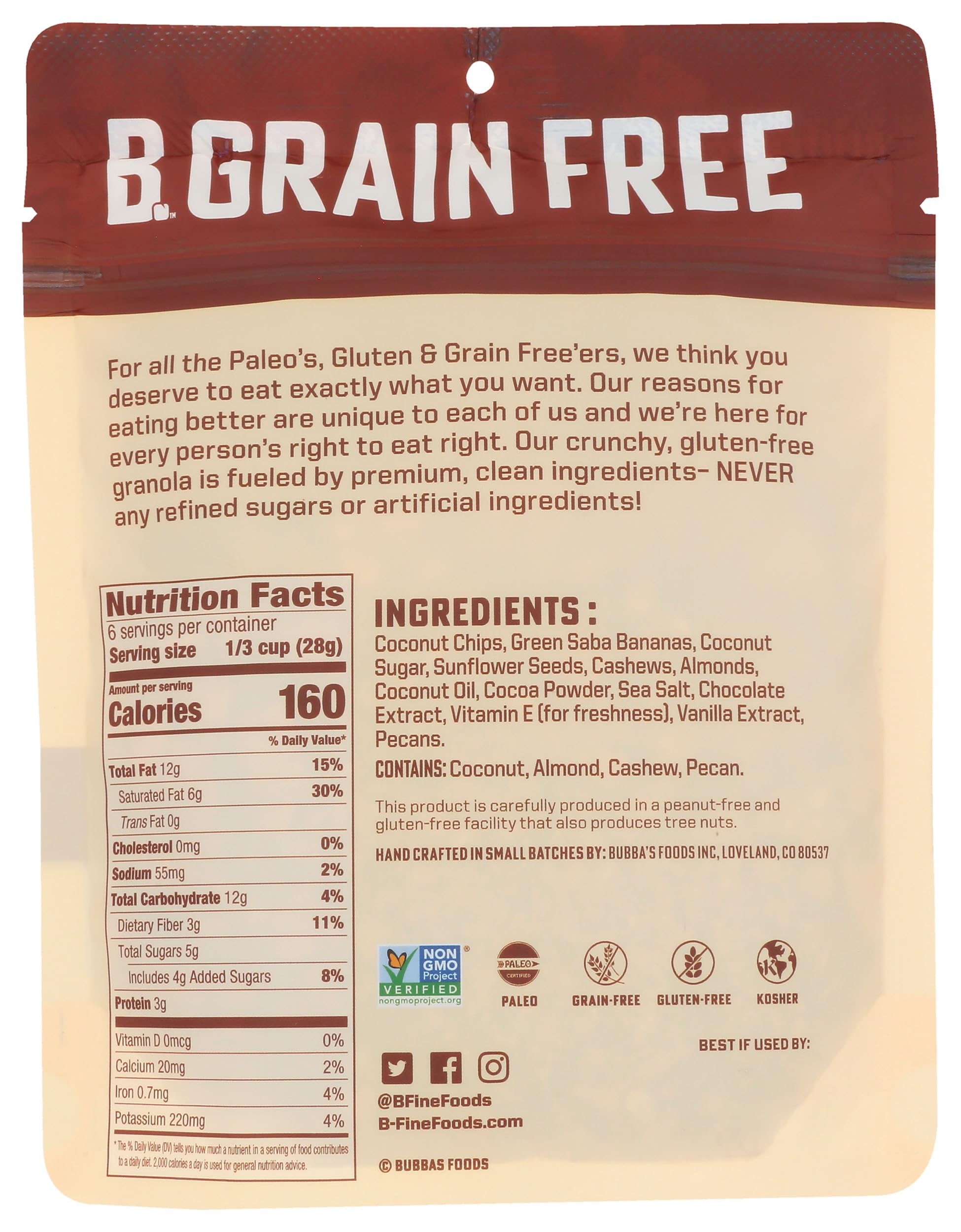 Bubbas Fine Foods Uber Chocolate Ungranola, 6 OZ
