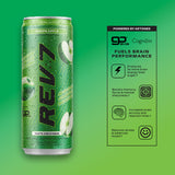 REV7 Anti-Tired Drink! Caffeine Free, Zero Sugar, Powered by goBHB, Ketones, Green Apple - 12ct
