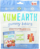 YumEarth Gluten Free Gummy Bears, Assorted Flavors, 99 grams, 5 Snack Packs Per Bag