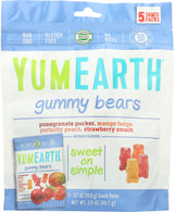 YumEarth Gluten Free Gummy Bears, Assorted Flavors, 99 grams, 5 Snack Packs Per Bag