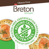 Breton Gluten Free Herb & Garlic Crackers (Pack of 3) - Non-GMO, Plant-Based, For Snacking, Dips, Cheese and Spreads, 3x4.76oz