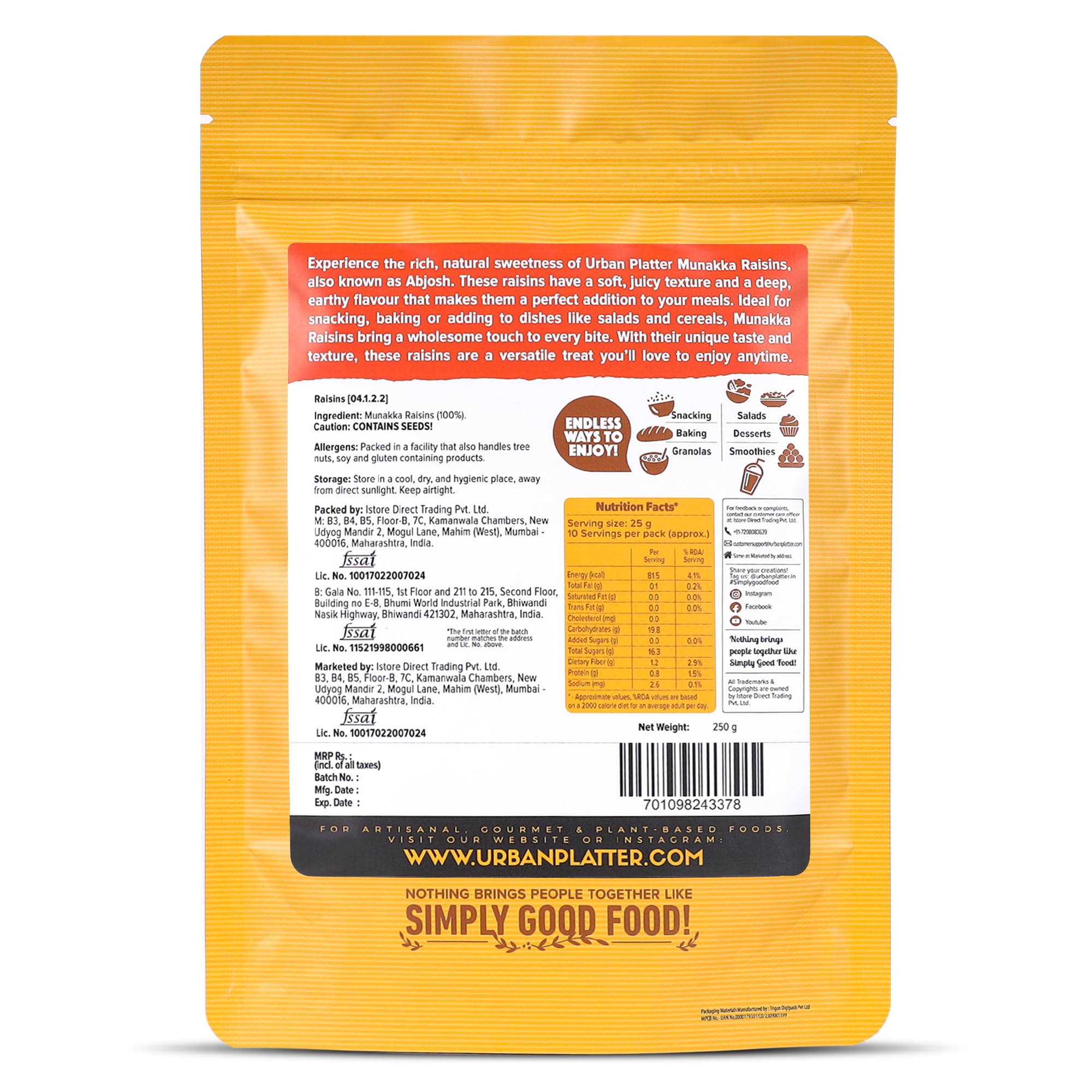 Urban Platter Afghan Munakka Raisins, 400g