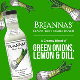 BRIANNAS - Home Style Classic Buttermilk Ranch Dressing - Fine Salad Dressing made with Premium Ingredients - Gluten Free, Kosher, & Low Sugar