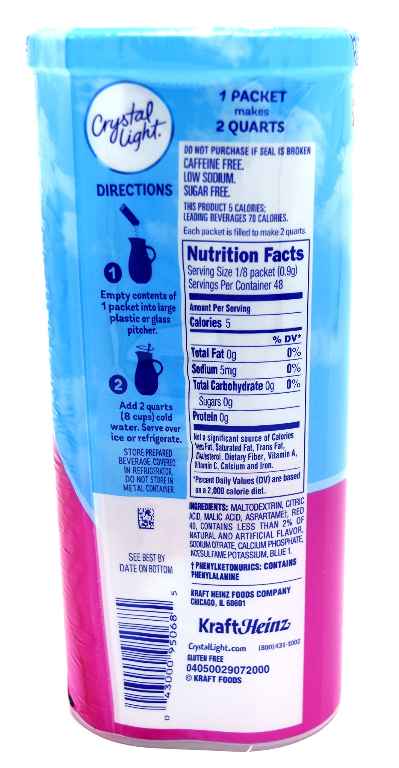 Crystal Light Raspberry Ice Drink Mix, 12-Quart Canister (Pack of 5)