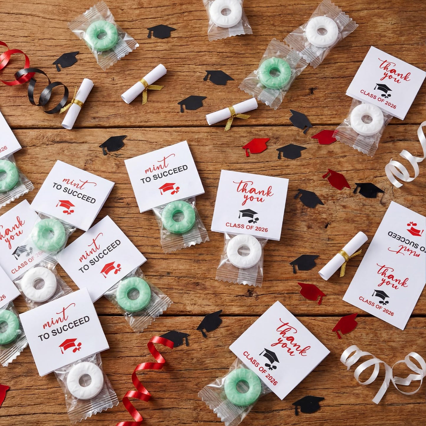Humyoun 200 Pcs Class of 2026 Mint Stickers Graduation Mint Label Graduation Candy Favor Individually Wrap Mints Thank You Sticker for 2026 End