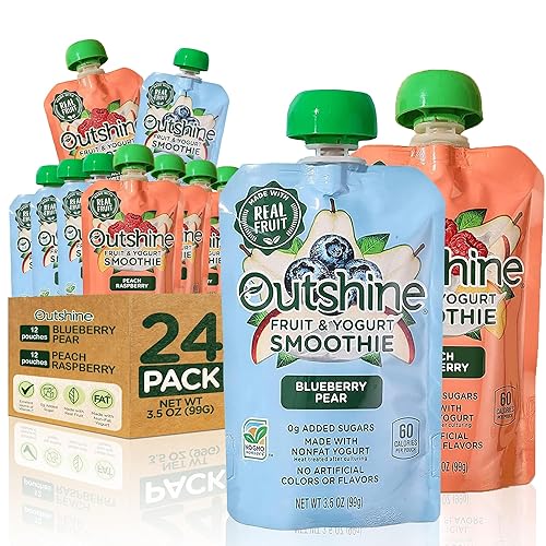 Outshine Fruit Smoothie Pouches Variety Pack - Ready-to-Drink Smoothies -Perfect for Kids and Adult On-the-Go -Fruit & Yogurt Pouches for Snacking
