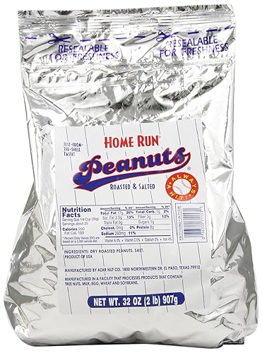 Azar Nut Company Peanuts, Blanched, Dry Roasted, Salted, 32-Ounce Resealable Bags (Pack of 3)
