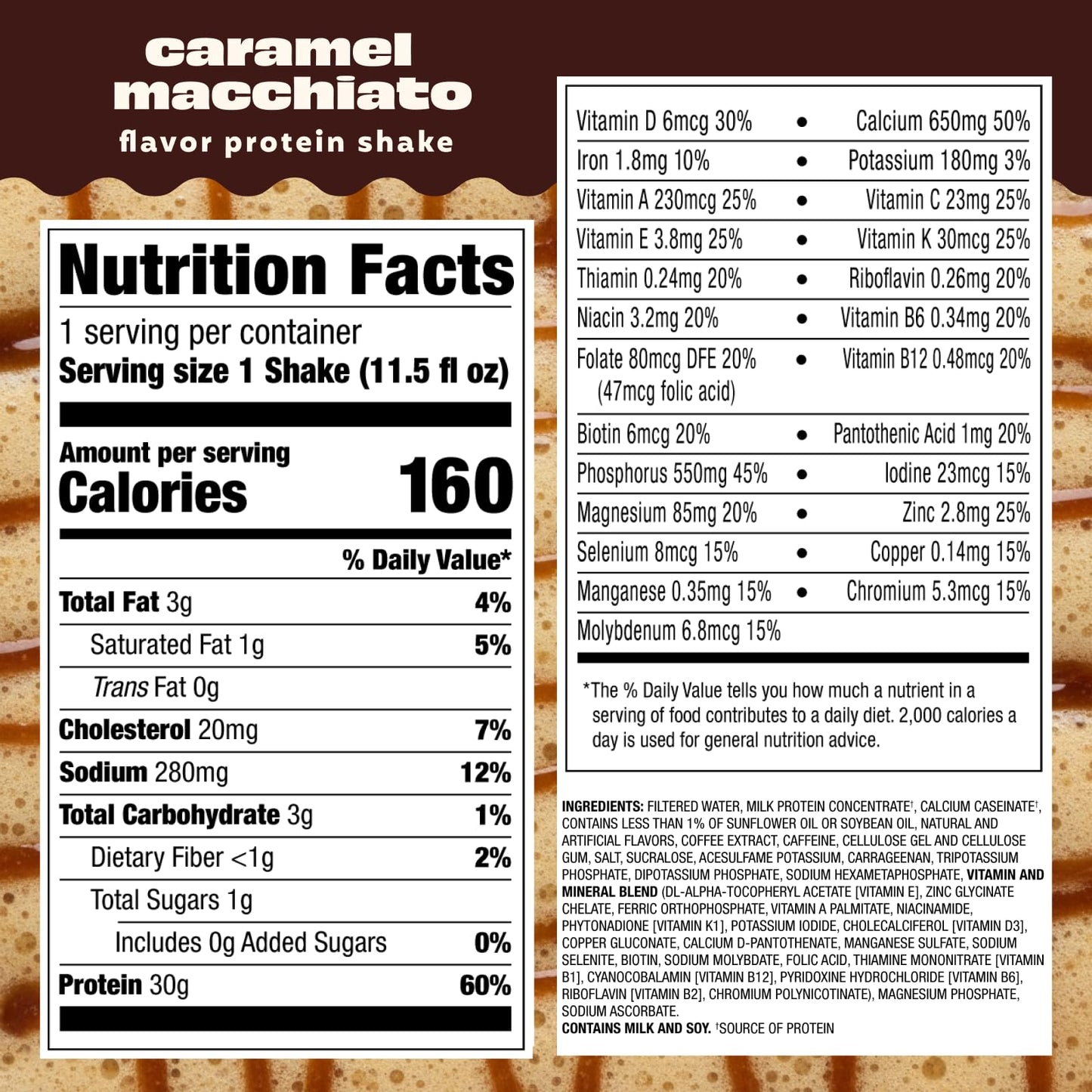 Premier Protein Coffehouse Caramel Macchiato Protein Shake with Caffeine for Energy - 30g Protein, No Added Sugar, 24 Vitamins & Minerals, 11.5 fl oz