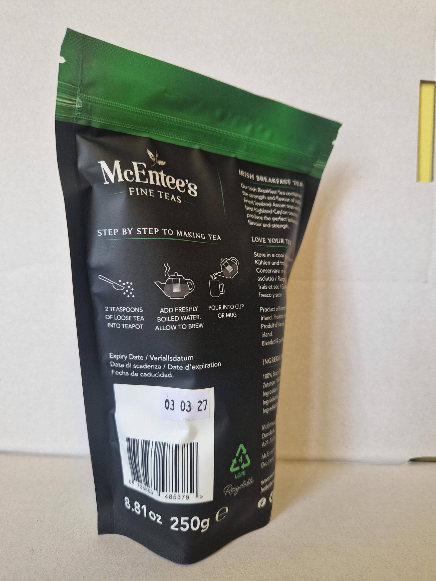McEntee's Irish Breakfast Tea (Pack of 2) - 250g Refill Bags - Expertly Blended in Ireland. A Traditional Irish Blend of Ceylon and Assam tea's