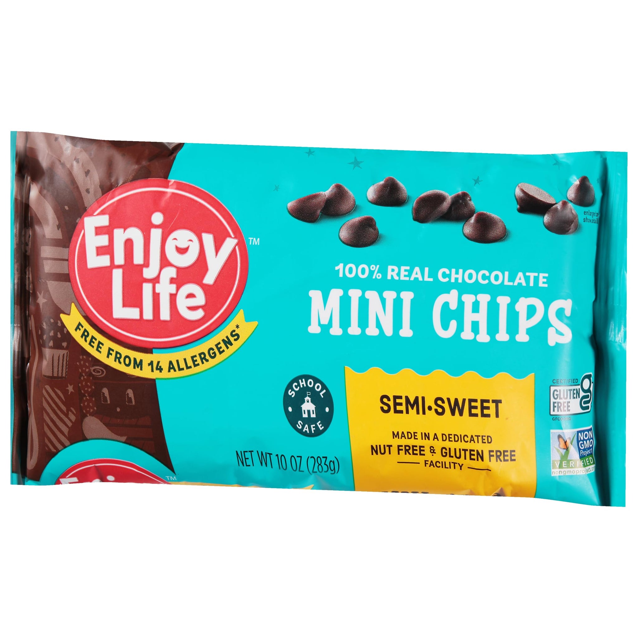 Enjoy Life Baking Chocolate Semi-Sweet Mini Chocolate Chips, Gluten Free, School Safe, Non GMO, Dairy Free, Soy Free, Vegan, Nut Free Chocolate, 12 Bags (10 oz) Bulk Chocolate