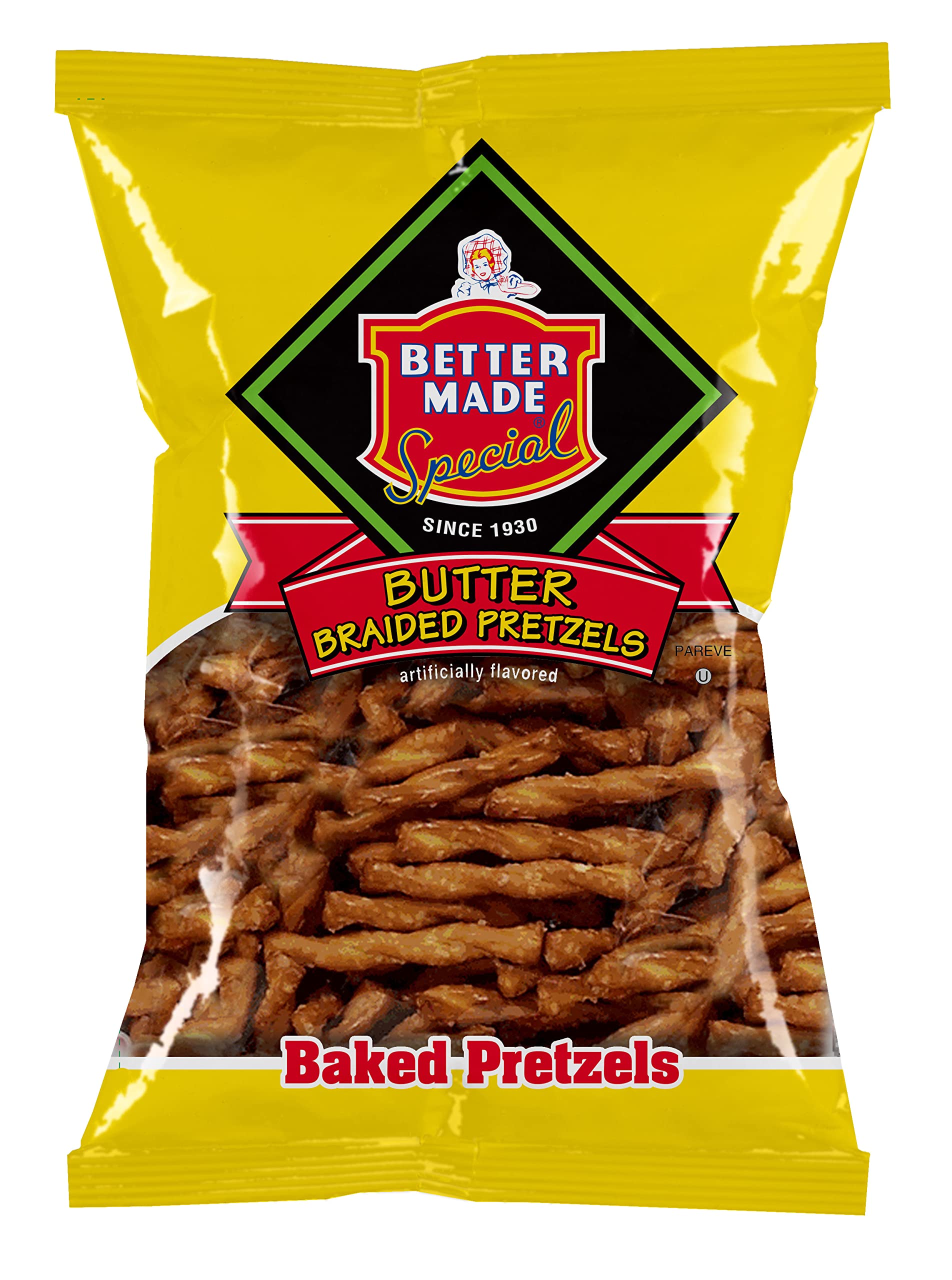 Better Made Baked Butter Braid Pretzels 12oz Bags - Snacks. Baked, Family Owned and Operated (BUTTER BRAID, 4PACK) - Healthy Bulk Snacks, Crunchy