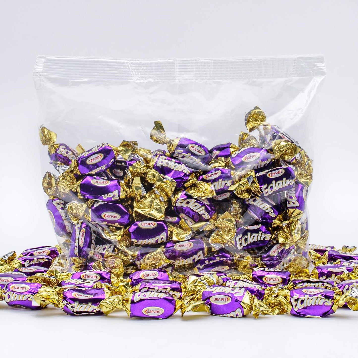 Turkish Soft Caramel with Chocolate Cream Filling - 1 lb Eclairs Candy, Individually Wrapped, Bulk Bag
