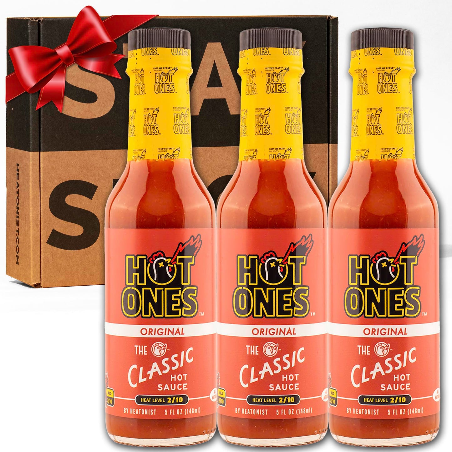 Hot Ones The Classic Hot Sauce Made With Natural Ingredients & Strong Flavors From Organic Chile De Arbol Peppers, 5 fl oz Bottle (3-Pack)