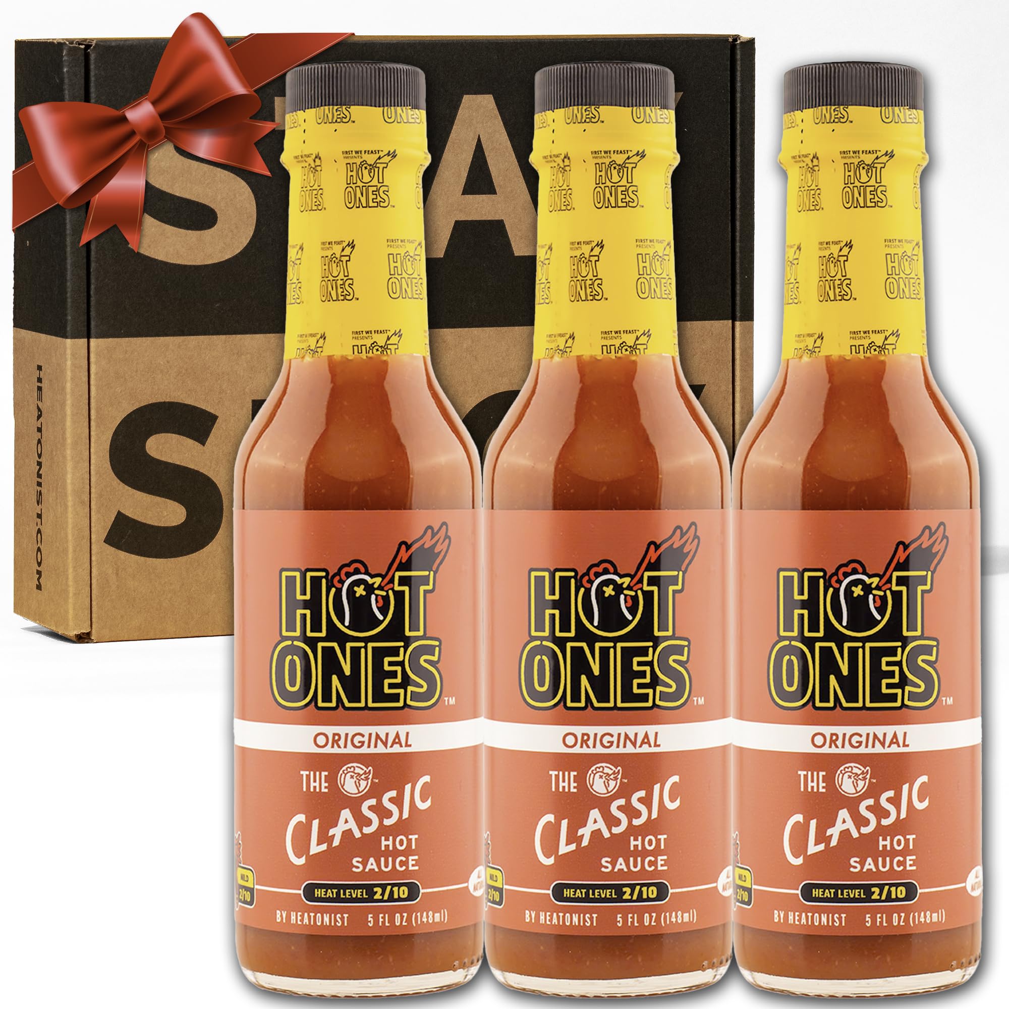 Hot Ones The Classic Hot Sauce Made With Natural Ingredients & Strong Flavors From Organic Chile De Arbol Peppers, 5 fl oz Bottle (3-Pack)