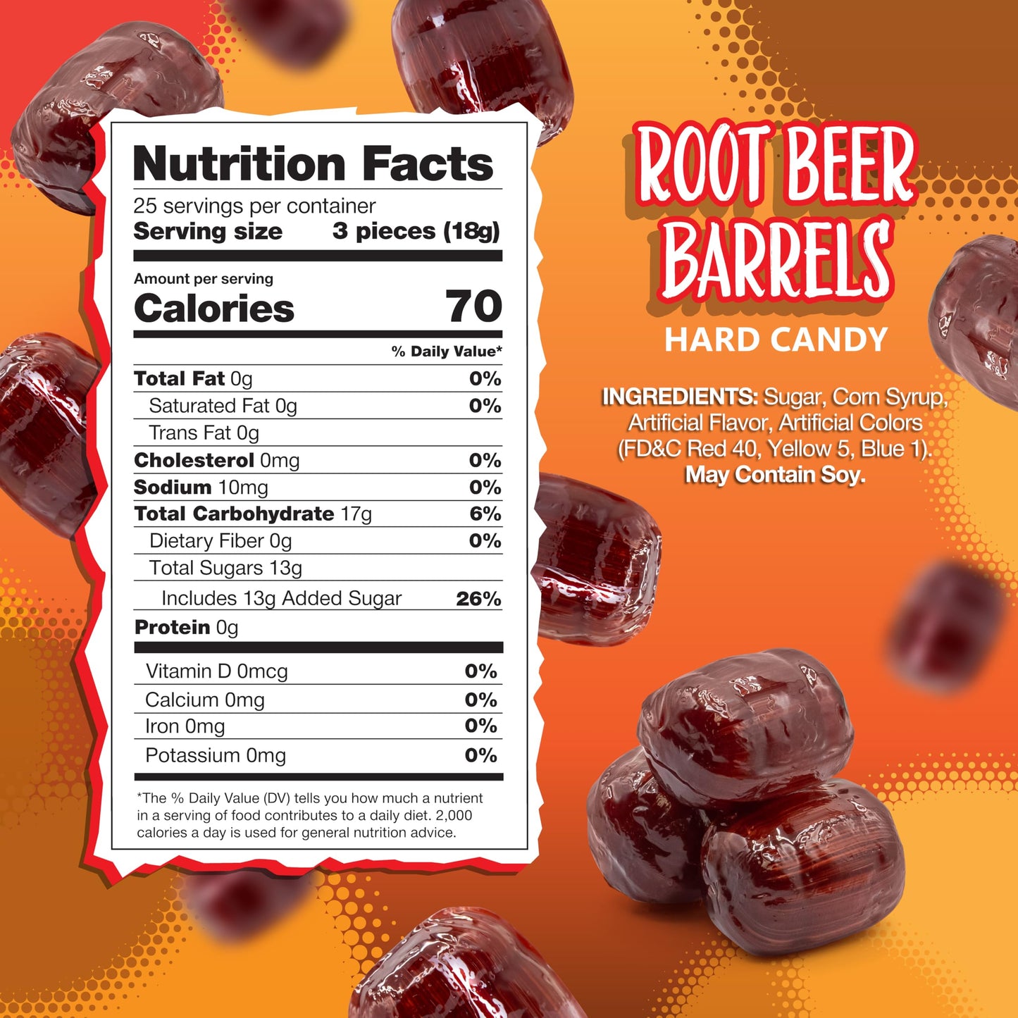 Root Beer Barrels Hard Candy | 1-Pound Bag, 75 Pieces | Old Fashioned Candy Individually Wrapped | Root Beer Barrels for Buffets, Office Bowls