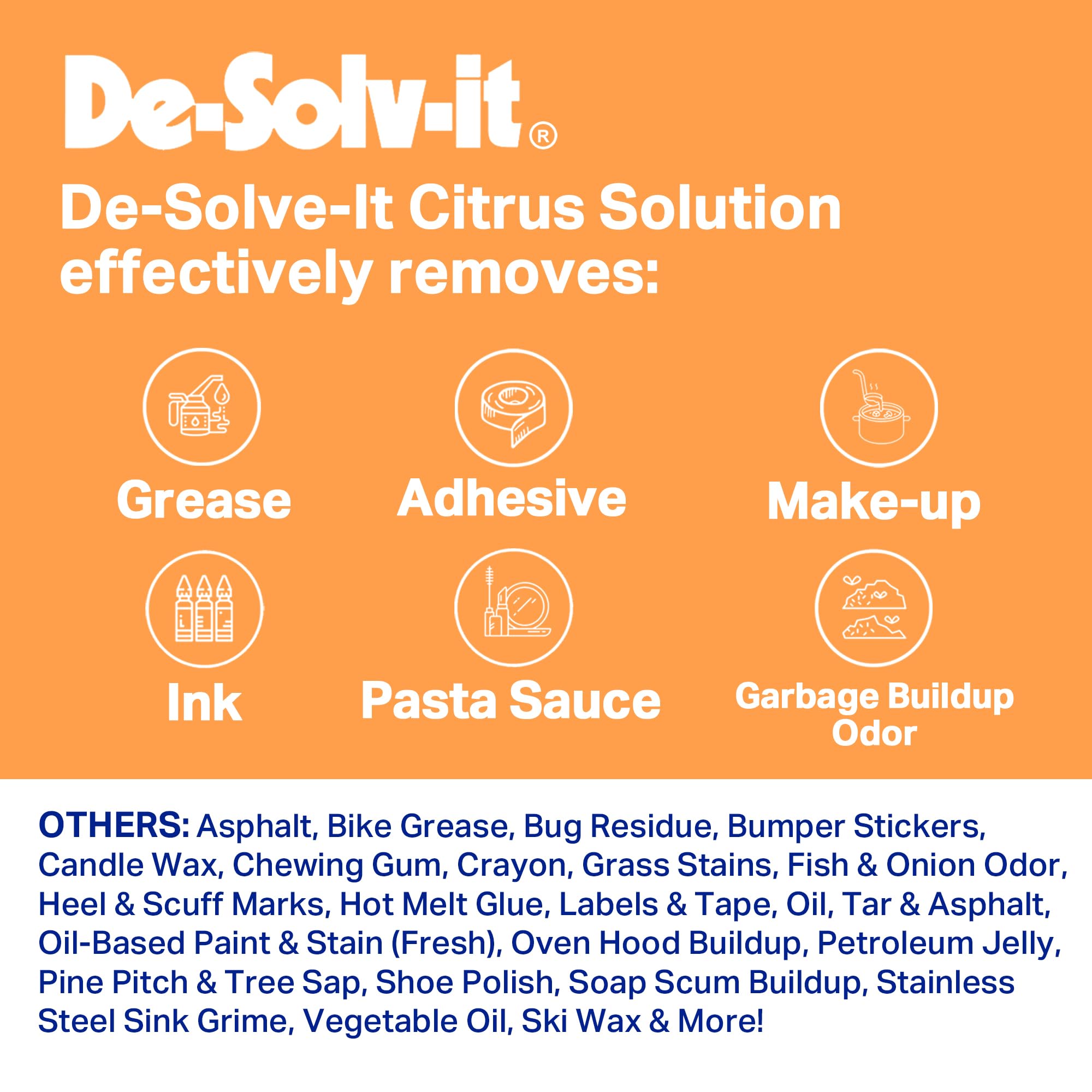 Orange-Sol De-Solv-It Citrus Solution, Wood, Glass, Laundry Stain Remover Spray, Odor & Stain Remover Clothes Laundry Spray, Citrus Solvent, 12-Ounce