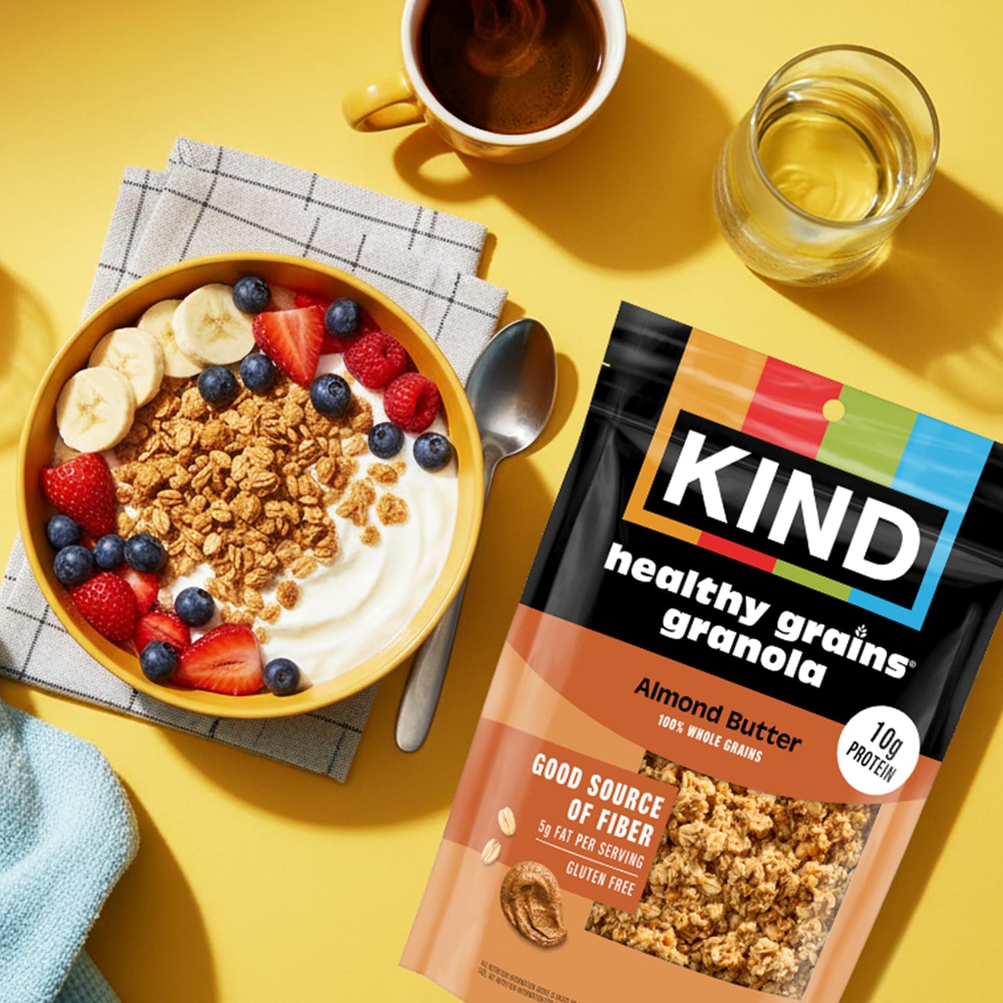 Kind Healthy Grains Granola, Almond Butter Clusters, Gluten Free, Healthy Snack Mix, 10g Protein, 11oz, 6 Count