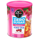 4C Zero Sugar Powdered Drink Mix Cannisters, Zero Sugar Raspberry Iced Tea, 45 Quarts, Family Sized Cannister, Low Calorie, Thirst Quenching Flavors