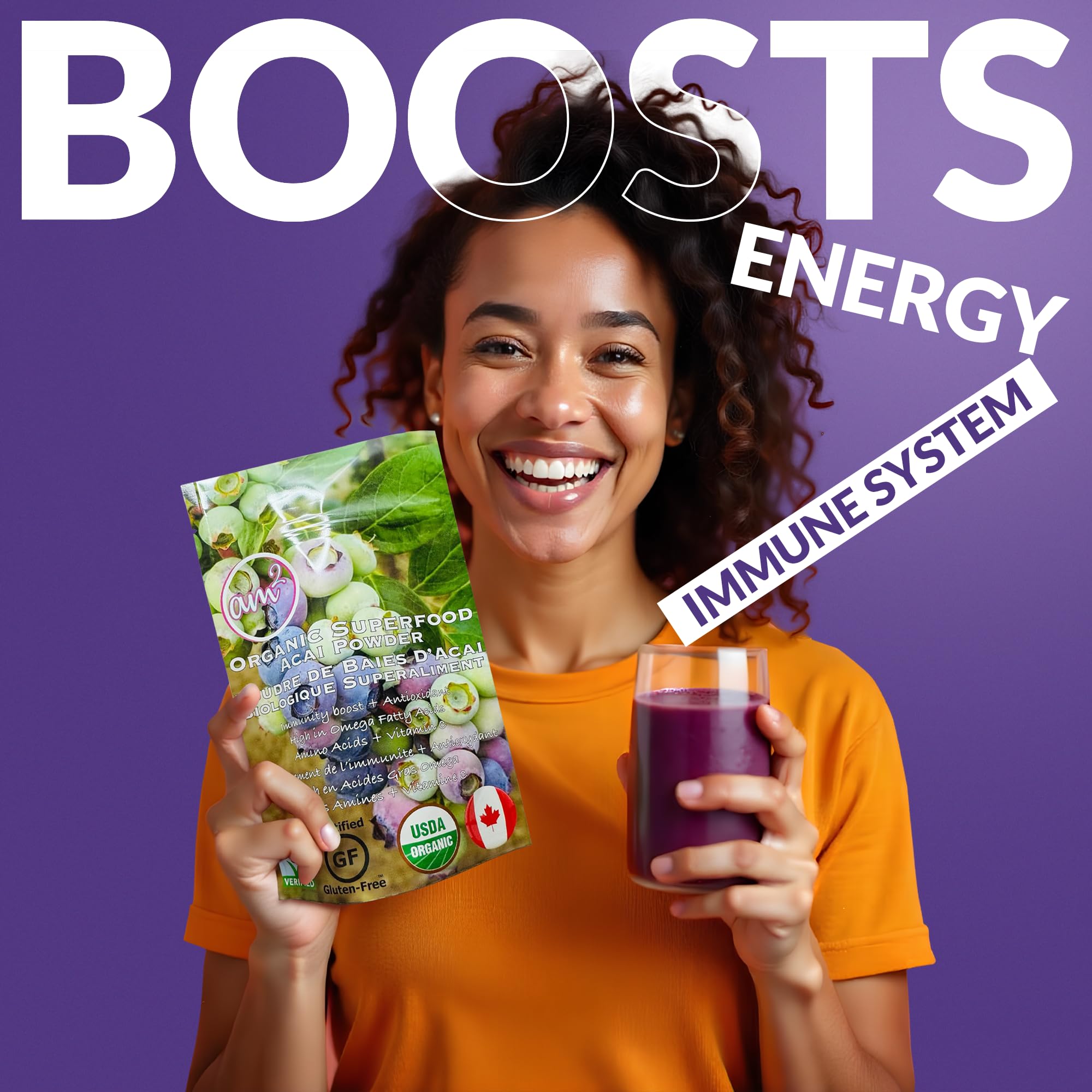 am2 Organic Acai Powder - Freeze Dried Acai Berry Granulated Powder - 100% Natural Fruit Powder - Antioxidant Rich Superfood Powder for Smoothie Bowls