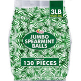 Jumbo Spearmint Mint Balls - 3 lb Bulk - Green Starlight Mints - Individually Wrapped Hard Spearmint Candy for Candy Buffets & Events
