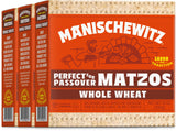 Manischewitz Unsalted Whole Wheat Matzo, 10 oz (3 Pack) Thin, Crisp & Delicious | Certified Kosher - Including Passover | Just 2 Ingredients!