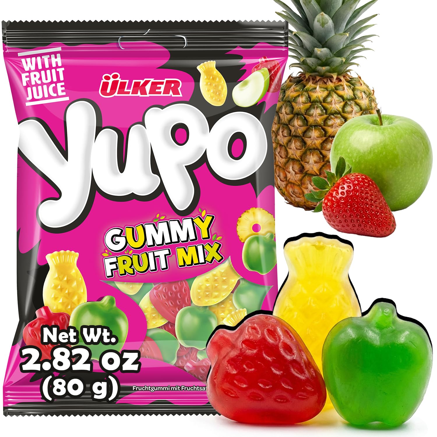 Ceres Gourmet Fruit Flavor Soft Candy Jelly, 24 Pack (2.8 oz Each), Assorted Apple Orange Strawberry Gummy Candy with Fruit Juice, Bulk Candy Soft