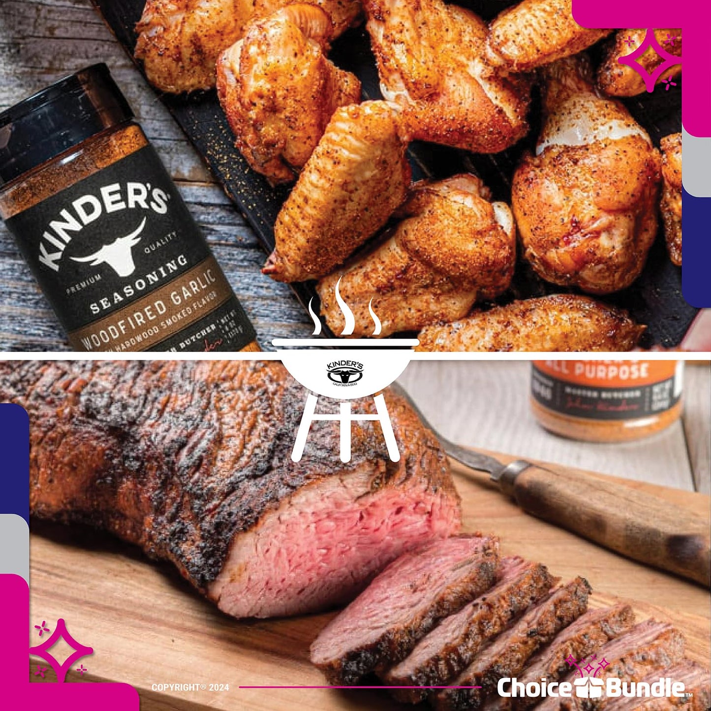 Kinders Buttery Garlic & Herb Woodfired Garlic The Blend Buttery Steakhouse All Purpose Caramelized Onion Butter Seasoning & Rub 6 pk (34.95 oz) + BBQ