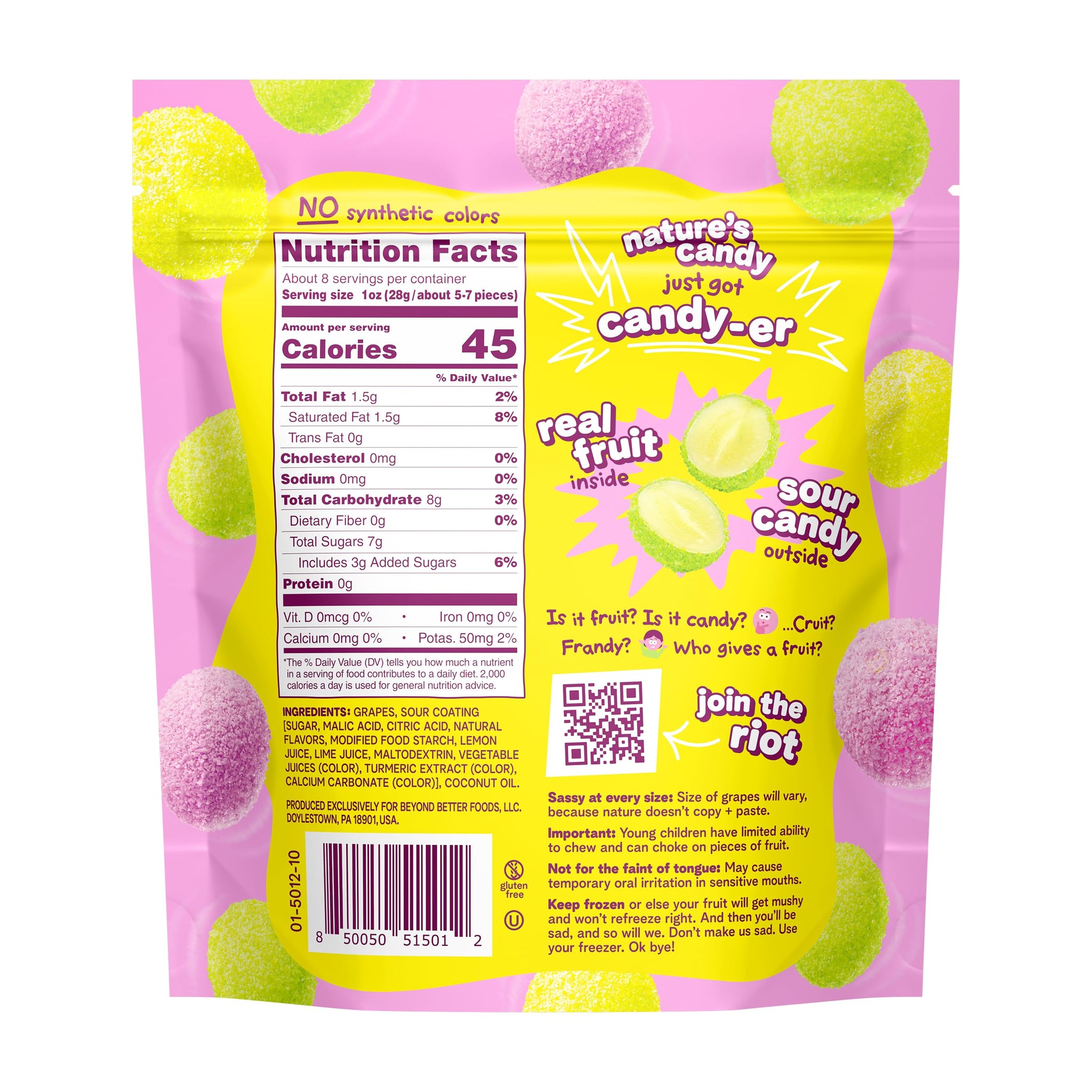 Fruit Riot Sour Candy Grapes Mix, Made with Real Fruit, 8oz, Gluten-Free