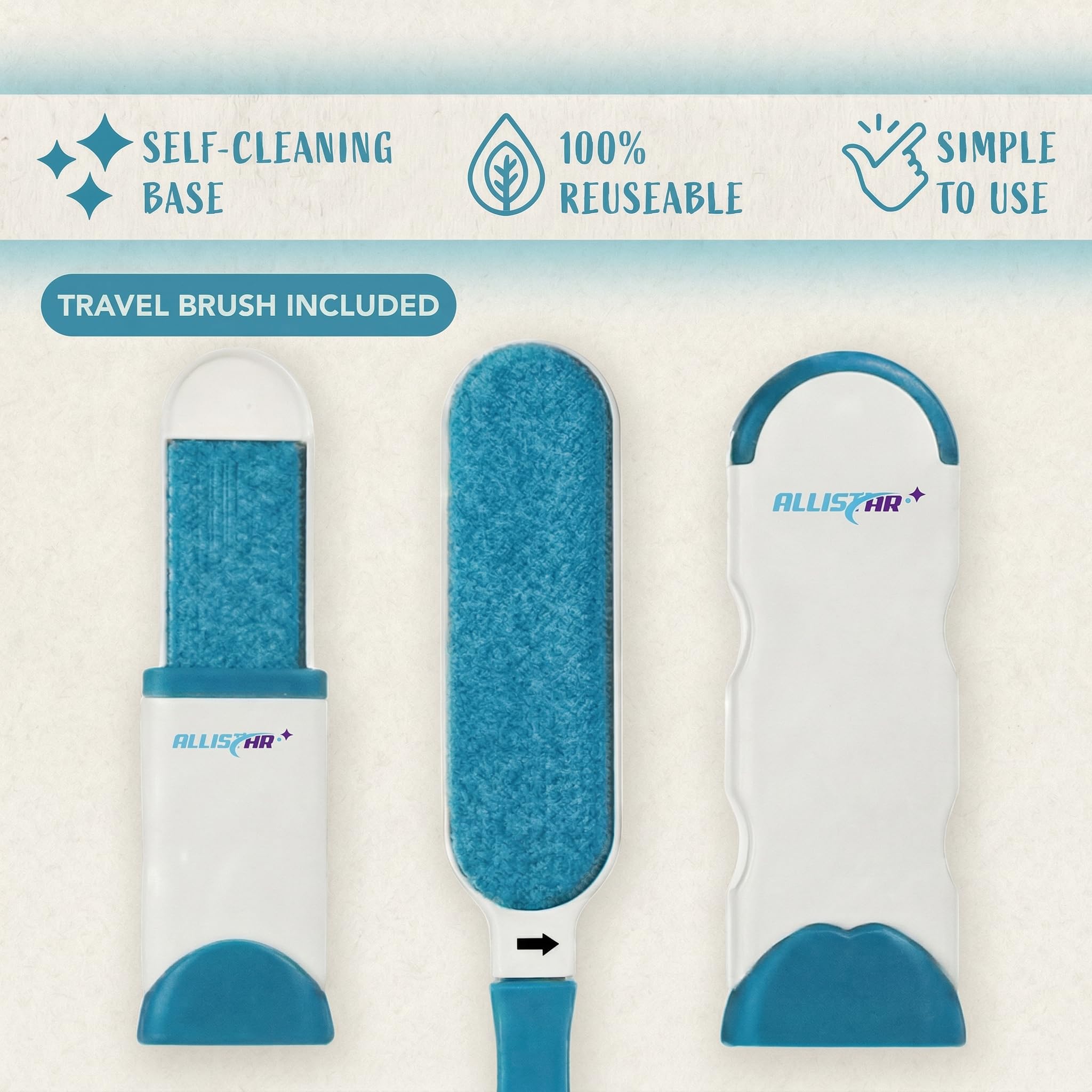 Lint Brush and Pet Hair Remover for Laundry, Clothes, Couches, Car Seats, Furniture and Fabric. Reusable Dog and Cat Fur Wizard Hair Removal Brush
