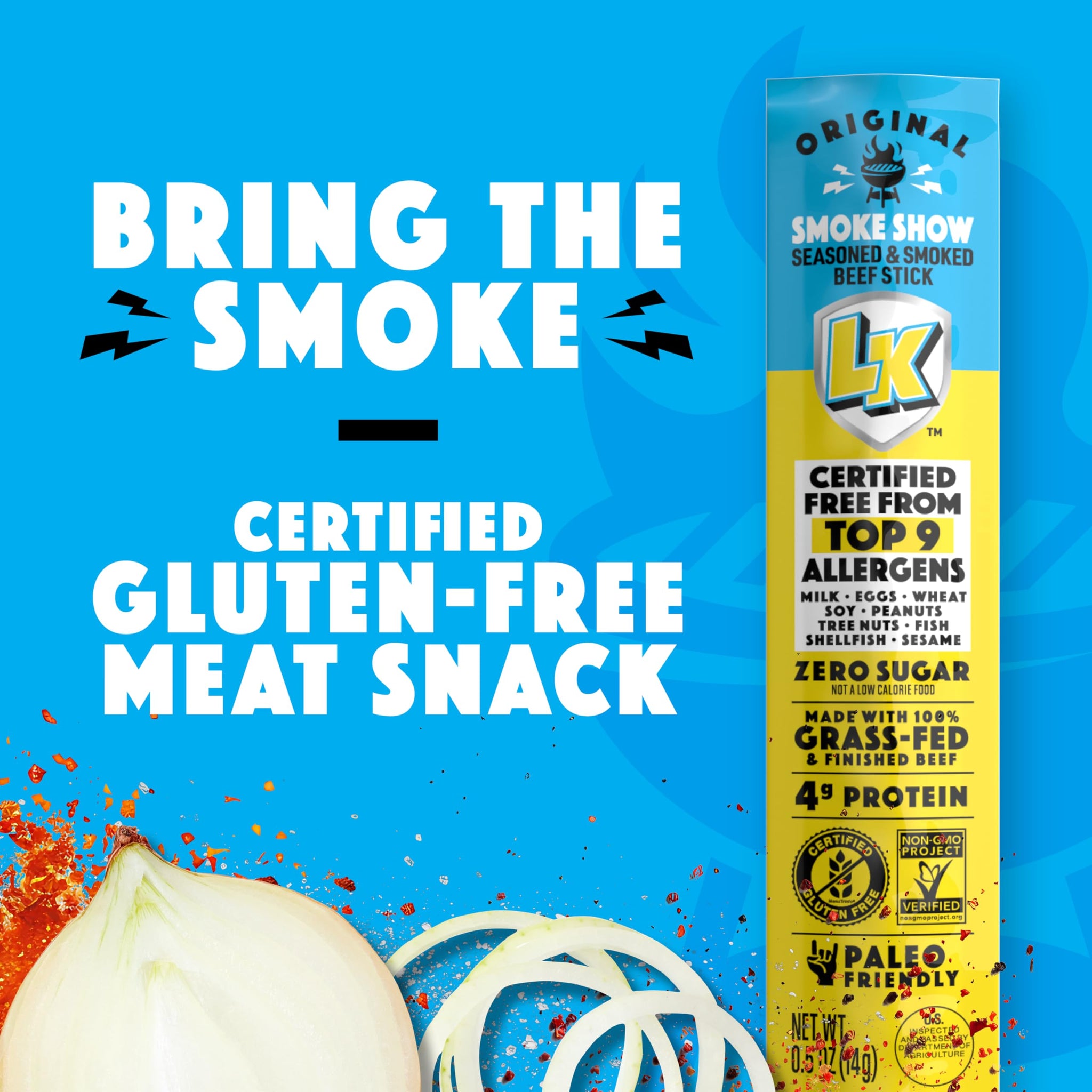 Lorissa's Kitchen Smoke Show Seasoned & Smoked Mini Beef Sticks - (Pack of 24) 0.5 oz Meat Sticks - Ready to Eat Protein Snacks - Free from Top 9
