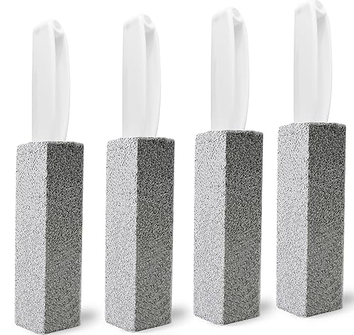 Comfun Pumice Stone Toilet Brush for Cleaning Toilet Bowl with Handle, Pumice Stick Pumice Scouring Pad for Cleaning, 4 Pack