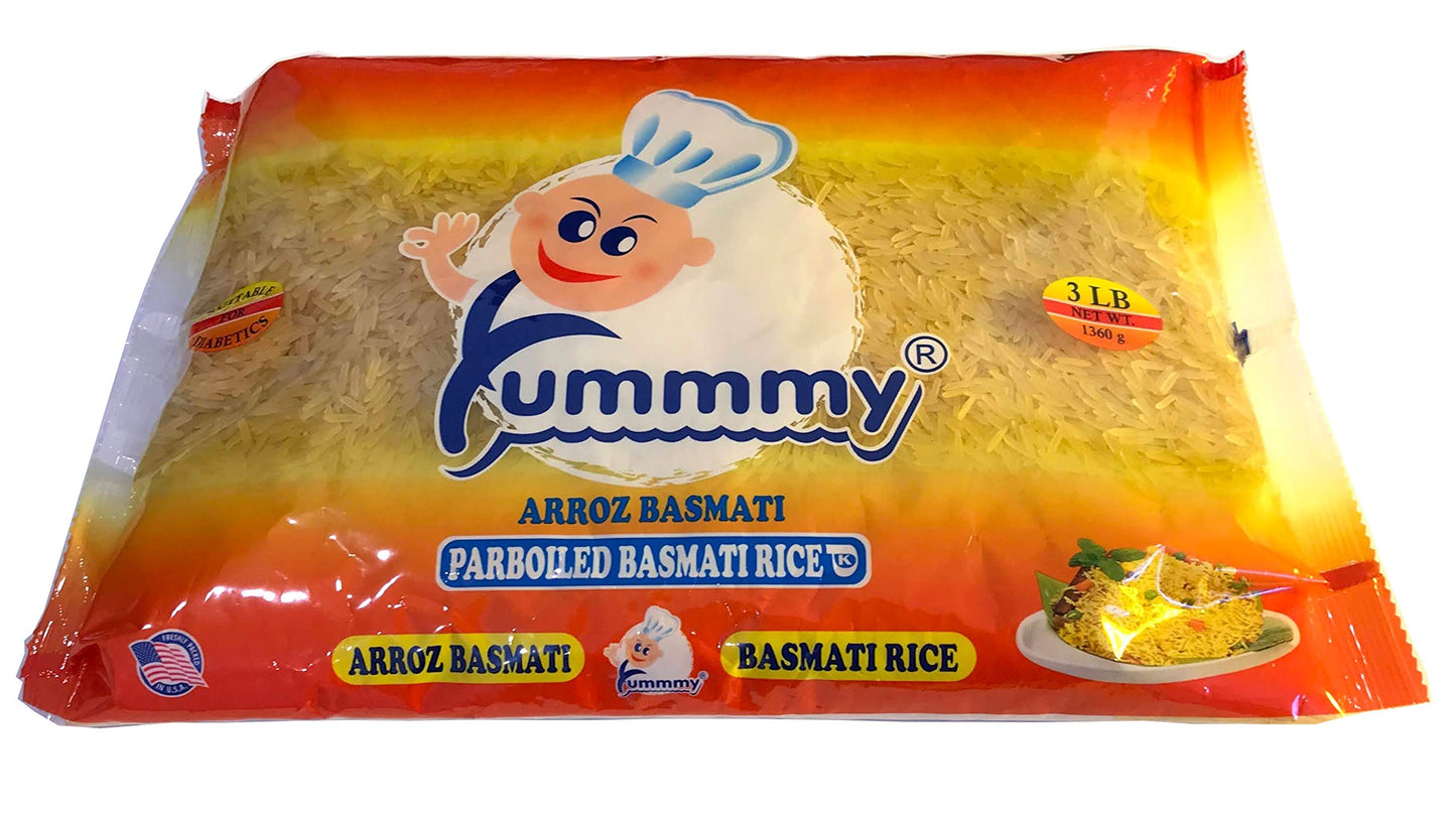 Yummmy Aromatic Basmati Parboiled Rice, Sella Rice - Arroz Basmati, 3 Lbs. (48 oz), Kosher Certified, Suitable for Diabetics