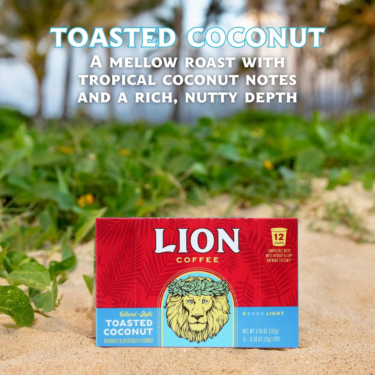 Lion Coffee Toasted Coconut Flavored Medium Roast Coffee Pods - Single-Serve Pods - Hawaiian Inspired Flavor - Arabica Coffee - Compatible