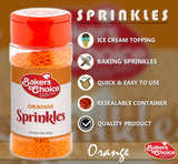 Bakers Choice Orange Sprinkles for Baking - Jimmies Sprinkles for Ice Cream Toppings - Dairy Free, Kosher 2.8 oz.