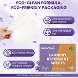 NuraClean Laundry Detergent Sheets, Lavender Fresh - 50 Sheets (Up to 100 Loads), Powerful Clean, HE Compatible, Hypoallergenic, Plastic-Free
