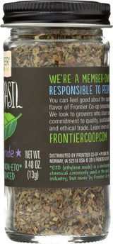 Frontier Sweet Basil Leaf, 0.48 Ounce Bottle, Cut & Sifted, Warm Mild Flavor is Great with Vegetables Dressings, Soup & More