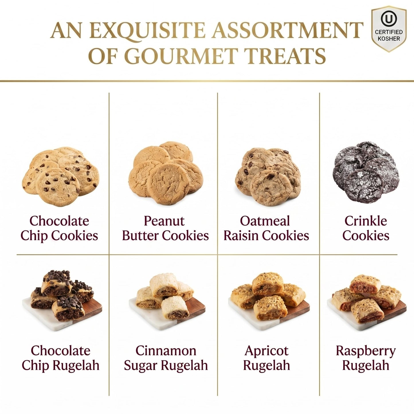 Dulcet Gift Basket for All Occasions - Gourmet Cookies & Rugelach in Elegant Luxury Designed Gift Box - Birthday, Sympathy, Get Well, Corporate