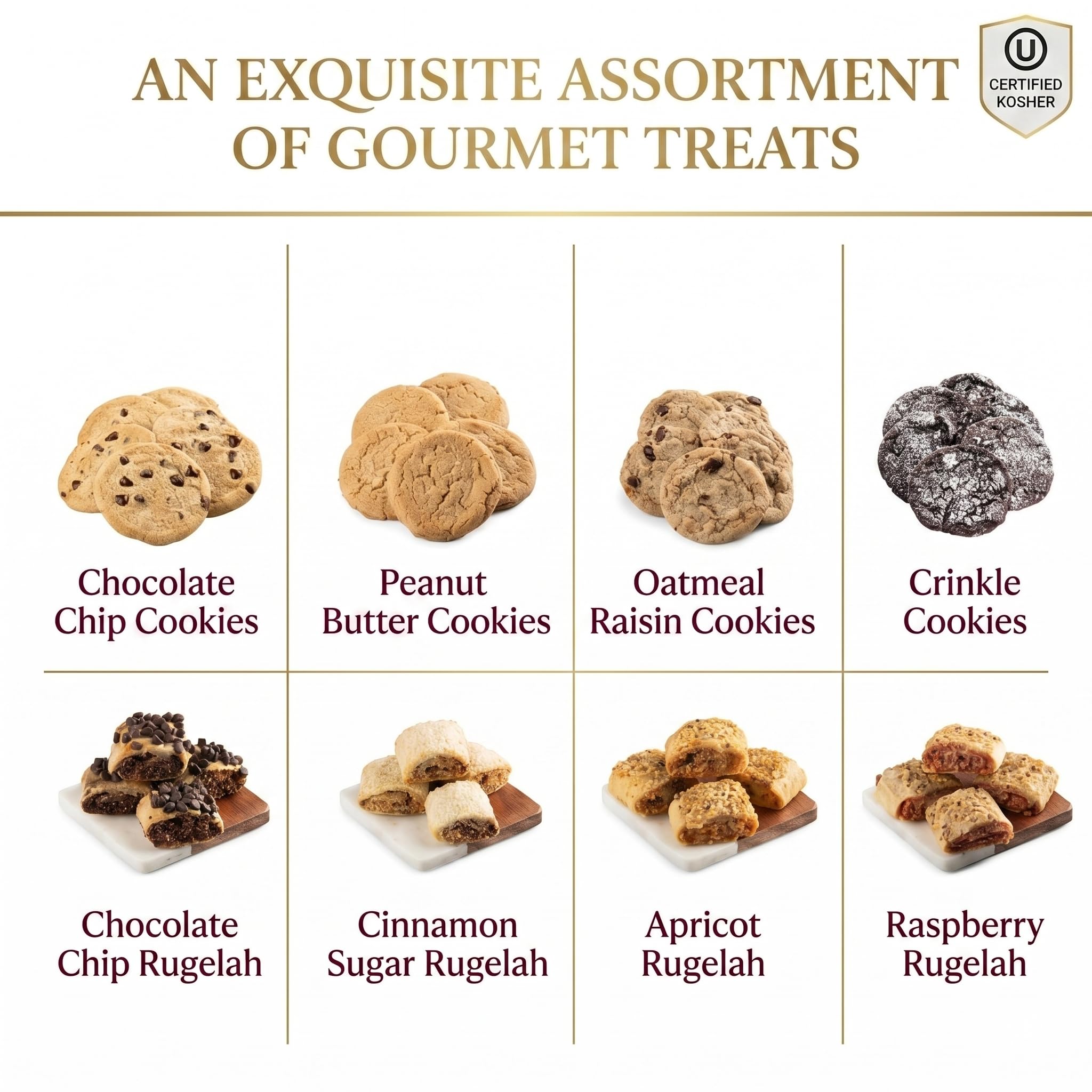 Dulcet Gift Basket for All Occasions - Gourmet Cookies & Rugelach in Elegant Luxury Designed Gift Box - Birthday, Sympathy, Get Well, Corporate