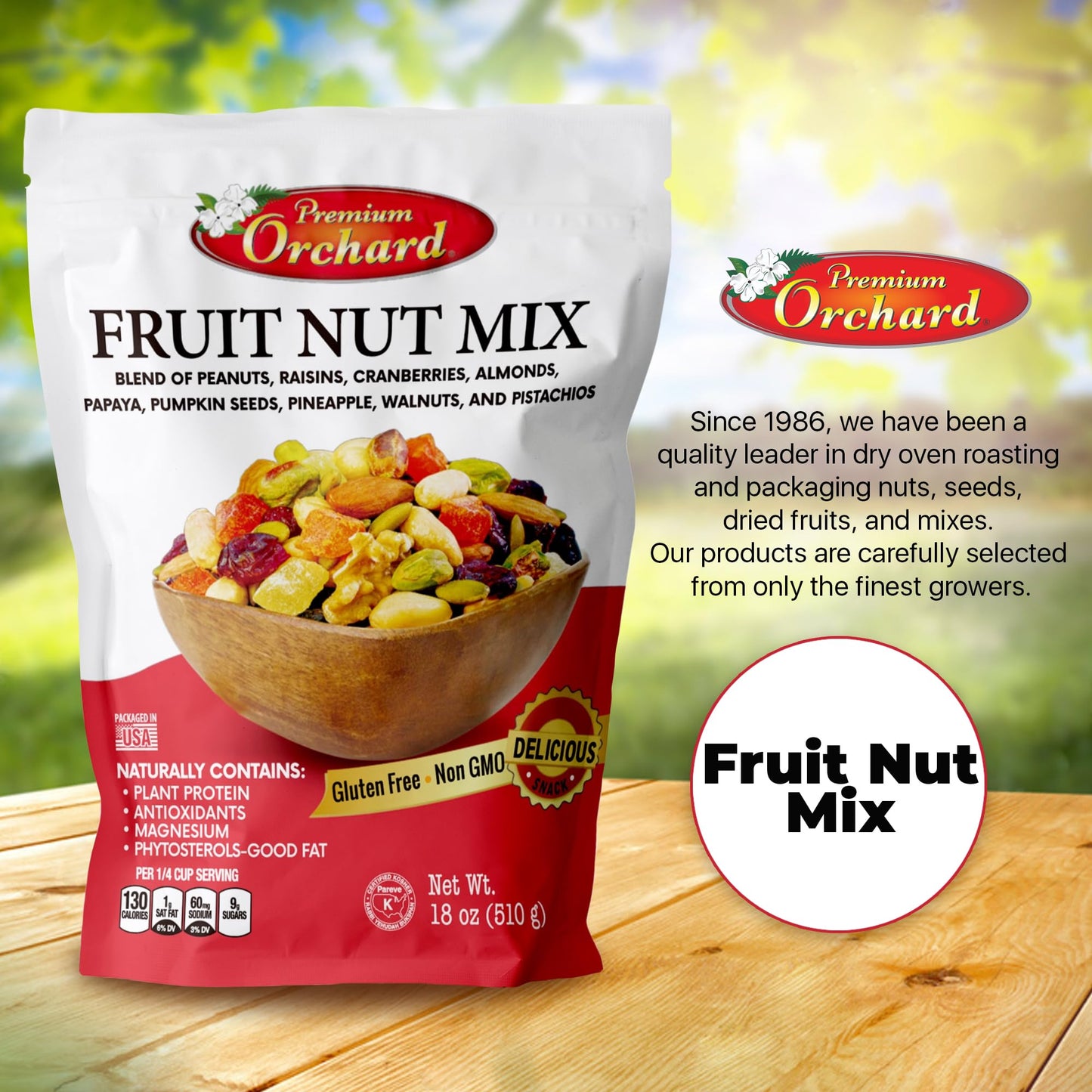 FRUIT NUT MIX TRAIL MIX by PREMIUM ORCHARD - Gourmet Trail Mix Bulk Blend of Mixed Nuts & Dried Fruit - Healthy Vegan Snacks, Snack Nut Mix, Plant