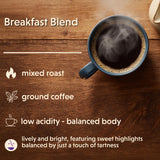 Coffee Bean Direct Breakfast Blend, Ground Coffee, Mild and Mellow, Mixed Roast Level, 5 Pound Bag (Pack of 1)