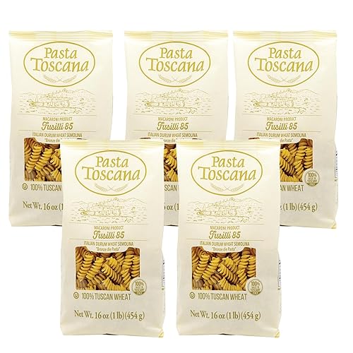 Pasta Toscana | Bronze Die Pasta | Italian Durum Wheat Semolina | Bronze die Pasta, 16 oz (Pack of 5, Fusilli)