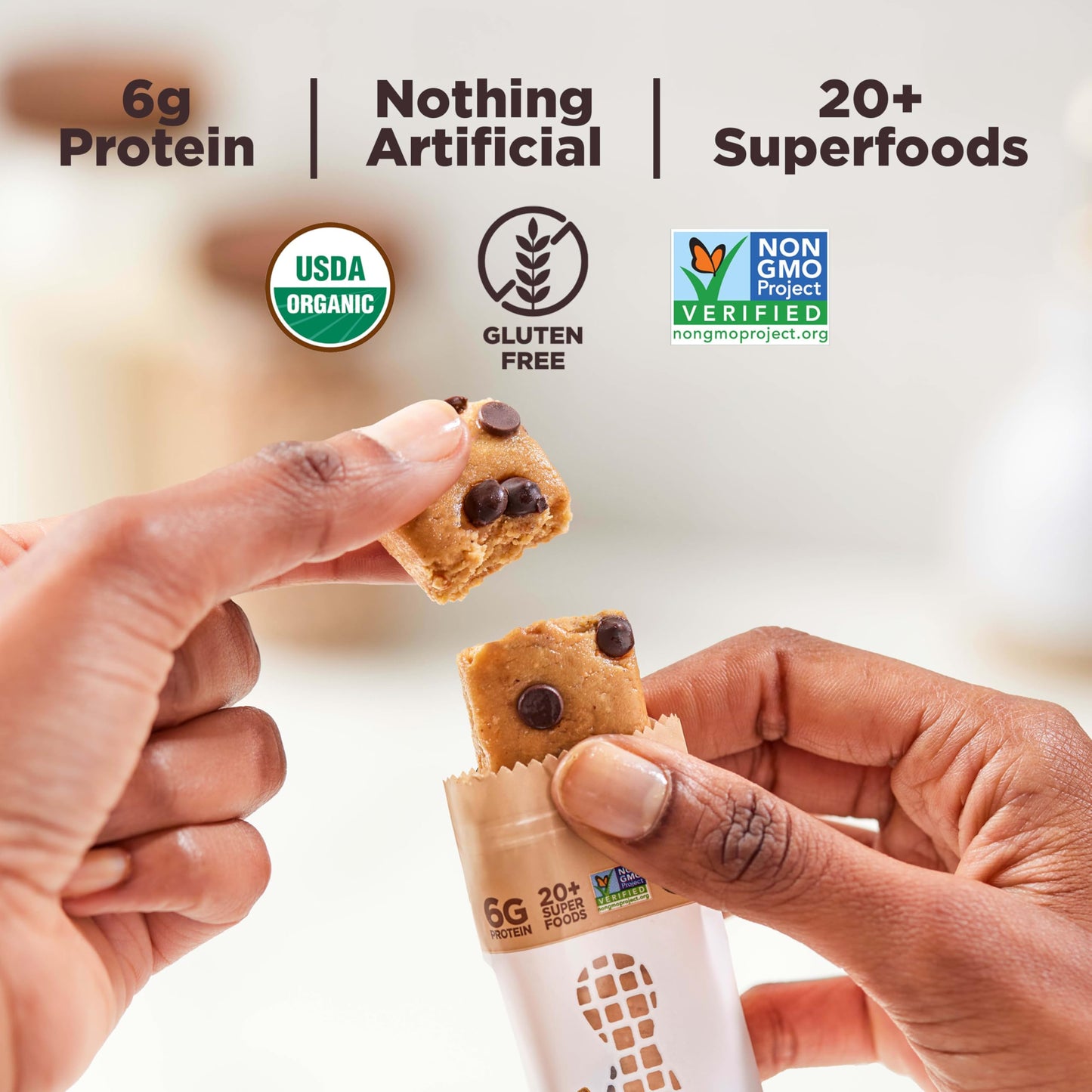 Perfect Bar Mini Dark Chocolate Chip Peanut Butter Protein Bar, Organic, 8 count, .88 oz