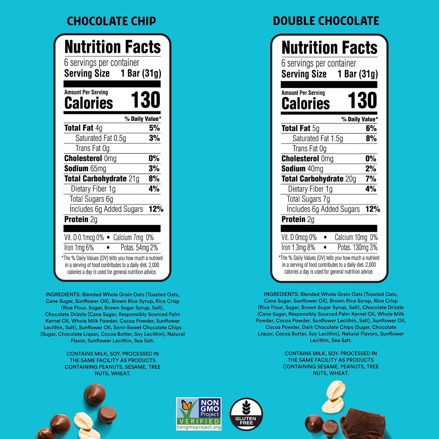JUNKLESS Chewy Granola Bars Twin Pack - Chocolate Chip & Double Chocolate (12 Pack) - Less Sugar, Non-GMO, Gluten-Free, Wholesome Snack Bars for Kids
